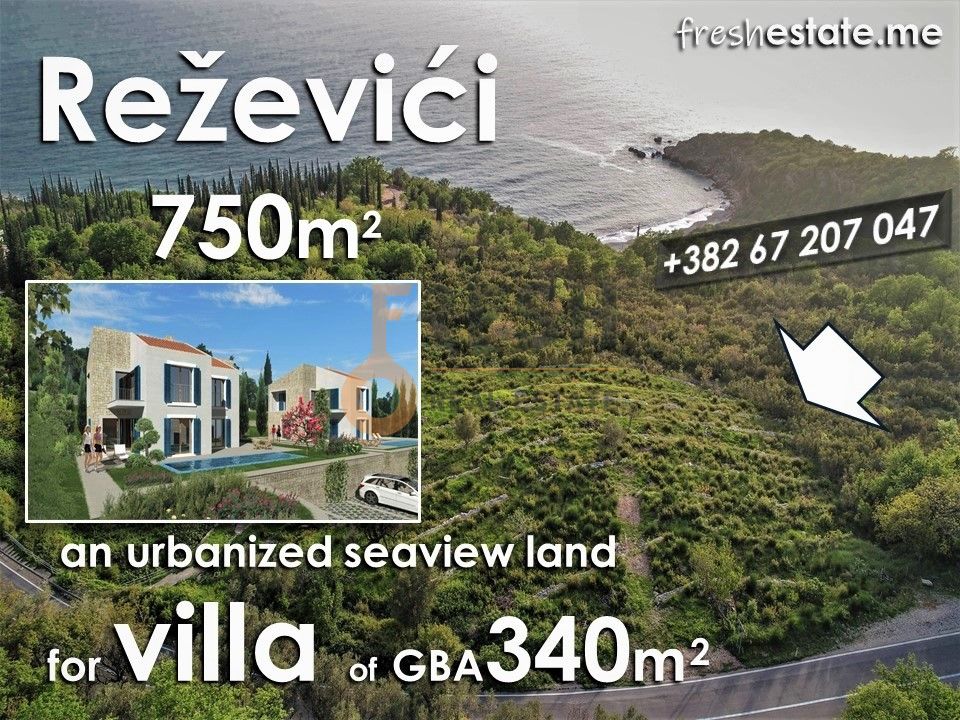 Reževići, vrhunski plac za vilu, pogled na more, ispod cijene ! - 1 Reževići, vrhunski plac za vilu, pogled na more, ispod cijene ! - 1