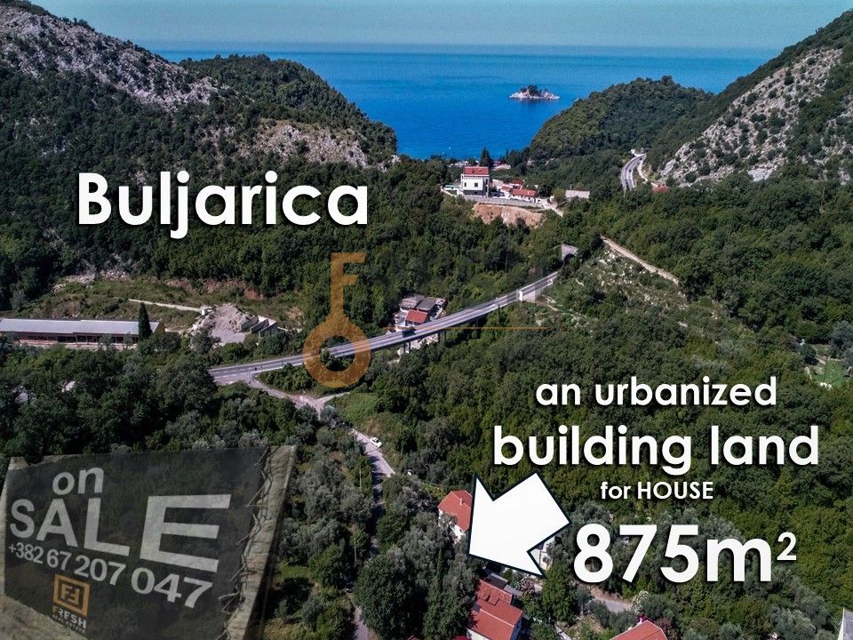 Urbanizovani plac 875m2 za vilu na 3 nivoa okruženu maslinama, Buljarica, opština Budva - 1 Urbanizovani plac 875m2 za vilu na 3 nivoa okruženu maslinama, Buljarica, opština Budva - 1
