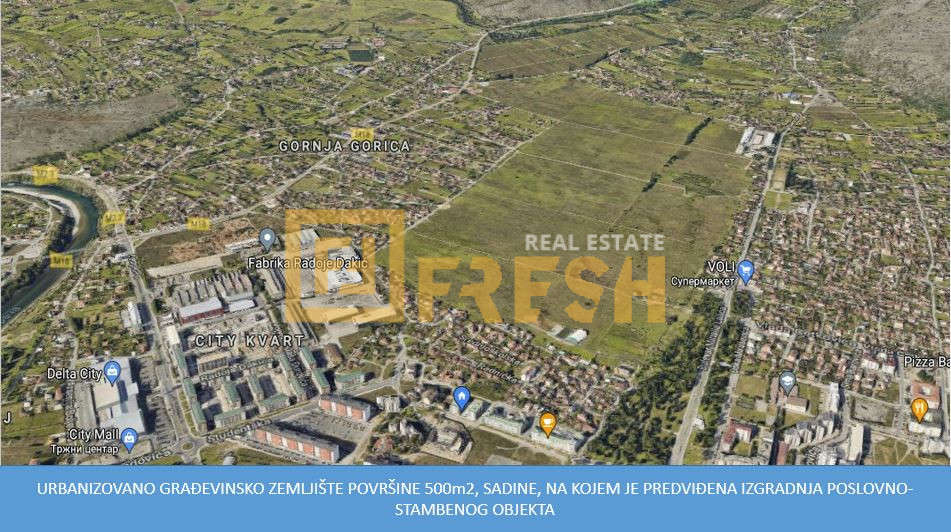 Urbanizovano građevinsko zemljište, 500m2, Podgorica, Prodaja 1
