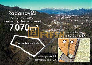  Urbanizovano građevinsko zemljište 7070m2 uz magistralu Budva-Tivat - 1