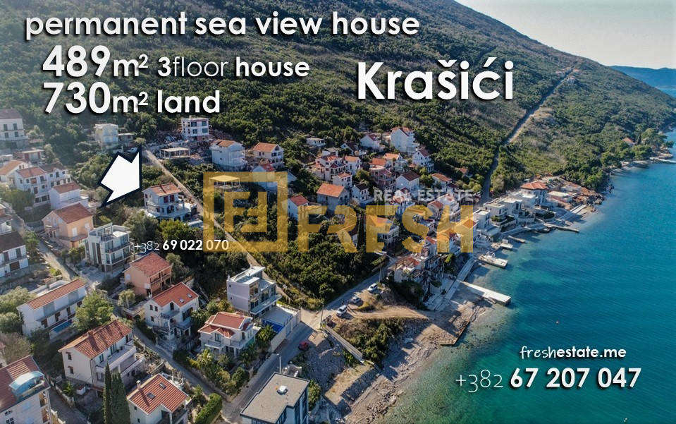 Vrhunski trajni pogled na more, kuća 489m2, Krašići-Tivat - 0
